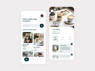 Coffee Shop App ☕ app app design cafe clean coffee shop colors design mobile app ui