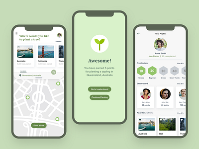 Plant a Tree App 🌳 clean colors design eco minimalist plant product design ui ux visual design