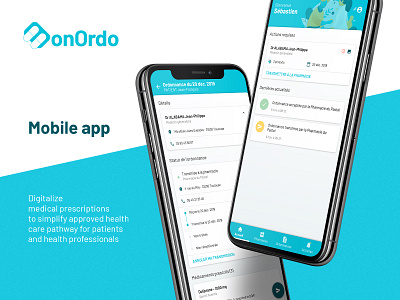 MonOrdo - Mobile App UI app branding graphic design identity medical medicine patient pills ui
