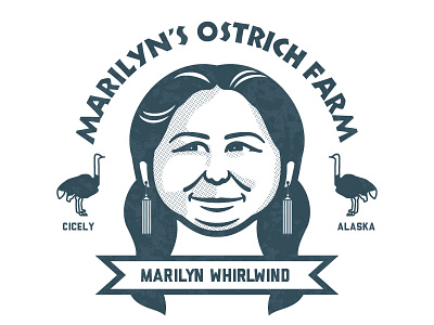 Marilyn Whilrwind alaska badge badge logo badgedesign illustration illustrator marilyn whirlwind northern exposure vector