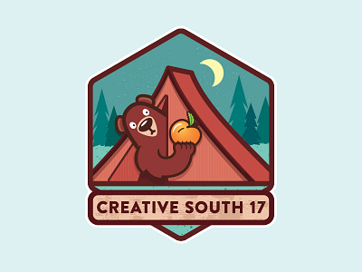 Happy Camper adventure bear creative south explore georgia illustrator peach sticker tent woods