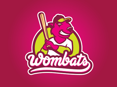 Wombats baseball design illustration illustrator lettering logo sports logo typography vector wombat