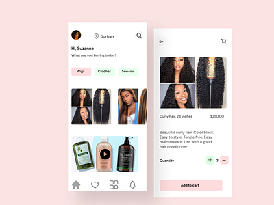 Mobile App For Hair Shop app design figma ui uiux userexperience