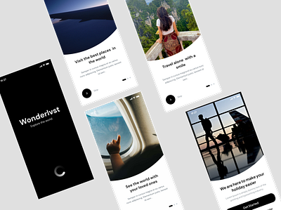 UI/UX Design For Travel App adobe xd app app design black and white design branding design figma mobile app mobile app design monochrome design travel app travel mobile app ui uiux uiux design user interface userexperience