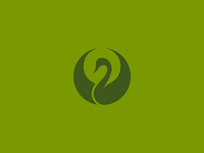 swan bird circle crane duck green icon logo mark organic simple swan symbol