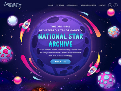 National Star Archive astronomy branding cartoon illustration design illustration landing page design sky space ui ux web website