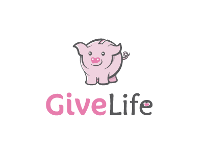 Logo for Give Life cartoon charitable pig