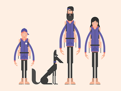 Hiking family dog family flat design hiking illustration illustrator outdoor