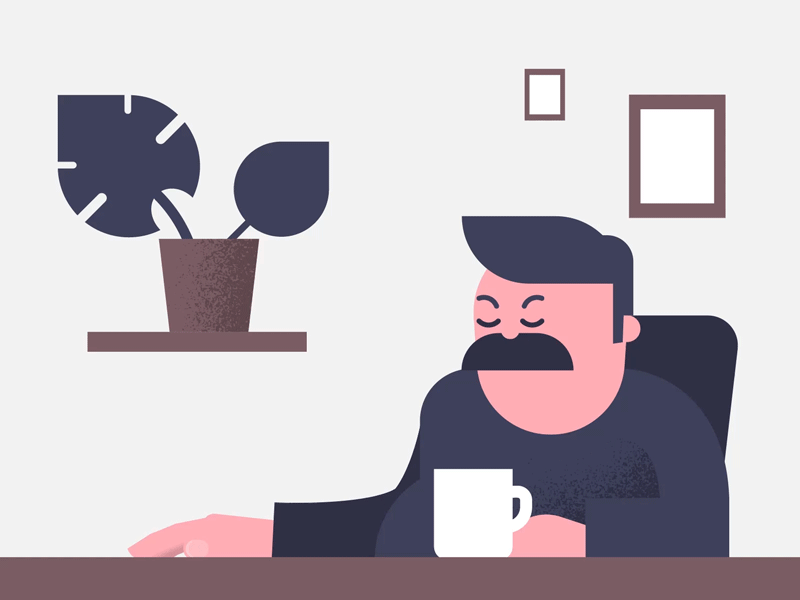 office aftereffects animation coffee fake3d flatdesign illustration loop monstera office parks and recreation ron swanson waiting