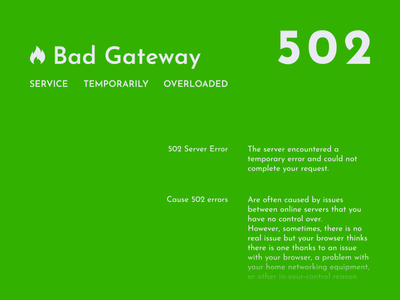 Error: 502 Bad Gateway
