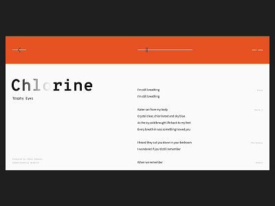 Lyric page. WIP — Experimental UI #6 chlorine clear experimental eyes lyric tropy typography ui web