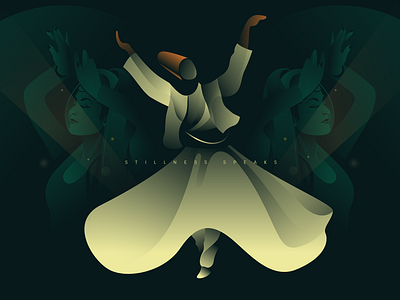 Stillness speaks beauty dance devine energy girl history illustrator indian life love music musician prophet religion rotating rumi self sufi teacher vector