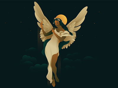 Angel adobe illustrator angel angeles beautiful beauty devine dream eyes girl golden gradiant illustration illustrator indian light love vector wings