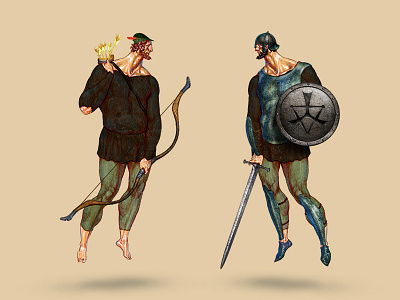 Battles archer character game illustration sward war