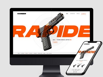 Kimber Website Redesign and Rebrand Concept armory branding design ecommerce firearm gun identity kimber logo pistol shop ui ux website