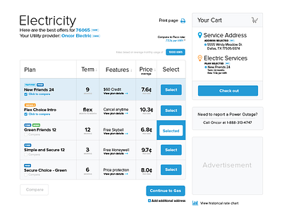 Stream Energy Customer Enrollment customer enrollment ecommerce electricity energy product design product detail product selection shopping cart ui utilities utility ux
