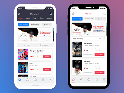 Book My Show Home Page Redesign Concept booking app clean app design minimal app movie movie app ticket design