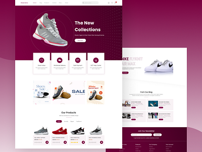 Online Shoes landing page ui ux website design