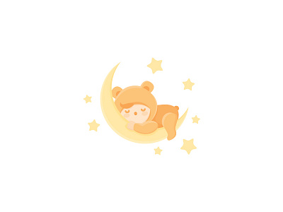 Baby Bear baby bear boy cute kid logo moon night sleep