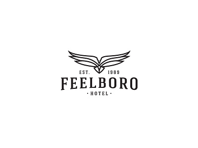 Feelboro bird fly hotel logo raven