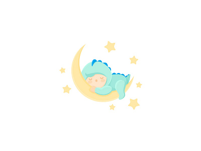 Baby Dino baby boy cute dino dinosaur kid logo moon night sleep