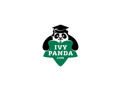 Panda book college education ivy leaf learn logo panda read school