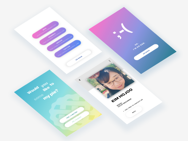 Self introduction images by Hailey Kim on Dribbble