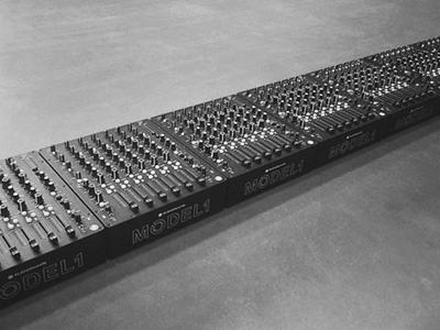 A row of MODEL1 mixers for ENTER. ADE model1 playdifferently richie hawtin