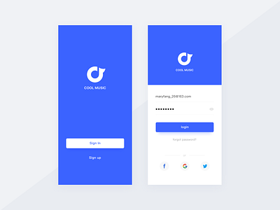 Music APP login page app design logo ui