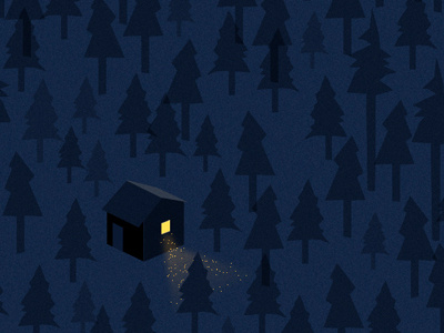 Hut blue dark forest home hut illustration isolation light night shack solitary window woods