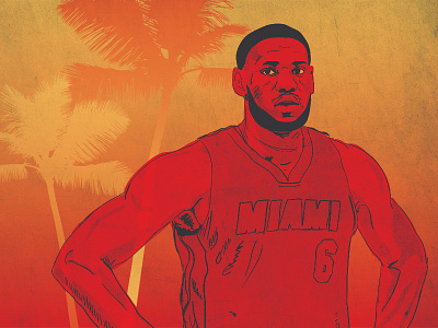 Life's a Beach - Lebron James Print basketball beach heat illustration james lebron miami nba playoffs poster print red