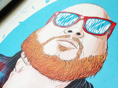 Action Bronson action bronson beard butcher illustration music plaid poster print rapper rolex saab sunglasses