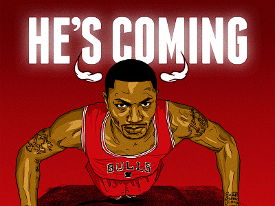 Chicago Bulls - D Rose angry basketball chicago bulls derrick rose espn horns illustration nba sports