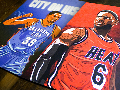 KD vs. LeBron heat illustration kevin durant lebron james miami nba okc prints thunder