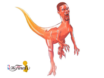 Boshiraptor basketball chris bosh comic dinosaur illustration miami heat nba portrait velociraptor