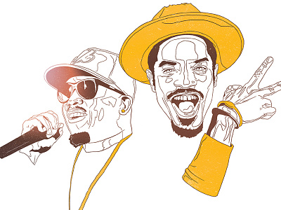 Outkast andre 3000 atliens big boi festival hip hop illustration music outkast portrait poster rap