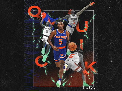 Immanuel Quickley Poster athlete basketball design distorted distressed drawing electricity gfxmob illustration knicks lightning nba nyc portrait poster quick sketch speed sports warped