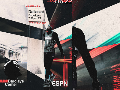 Poster Design: Dallas @ Brooklyn ft. Kevin Durant basketball branding brooklyn collage design distortion drawing espn glow headline helvetica illustration kevin durant lettering nba nets portrait poster subway typography
