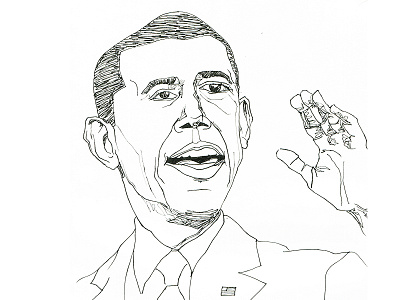 Obama Portrait 50 faces america drawing hand made illustration ink line art obama pen and ink potus president sketch