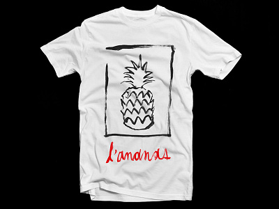 L'Ananas Shirt Design branding design drawn gold van hand made lettering paint pen and ink pineapple shirt