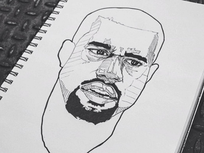 Kanye Illustration black and white drawing hand drawn hip hop illustration kanye west kardashian pen and ink photo sketch yeezus
