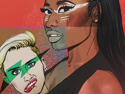 Snapchat Series: Nikki vs. Miley cover design drawing hip hop illustration miley cyrus music nikki minaj pen and ink pop star rap snapchat