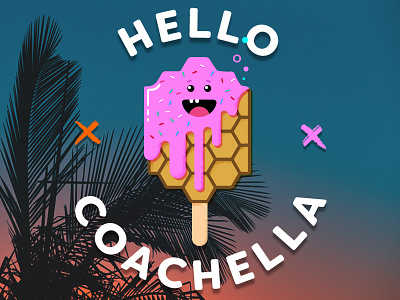 Zagat x Coachella character coachella face festival ice cream music popsicle sugar sweet vector waffle zagat