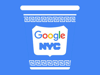 Google Coffee Cup badge blue branding cafe ceramic classic coffee cup design google greek illustration logo mug new york nyc pattern tech vector white