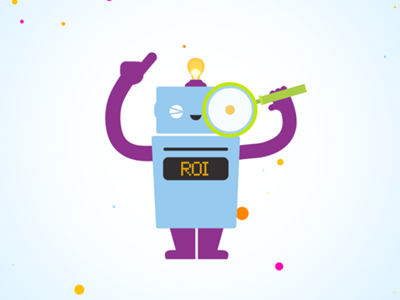 Robot Animation Still advertising after effects animation bubbles character fun insights particles robot roi vector vimeo