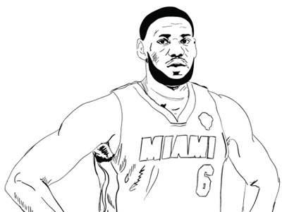 LeBron Rough Draft Outline 2012 basketball beard draft heat illustration king lbj lebron james miami nba olympics outline sketch