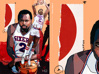 Moses Malone 76ers athlete baller basketball collage design drawing illustration malone moses nba pattern philadelphia player portrait sixers sports