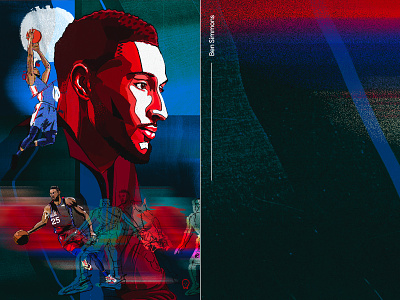 Ben Simmons 76ers athlete basketball ben simmons collage colorful design drawing fashion illustration nba philly player portrait sixers sports style team texture urban