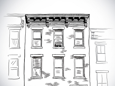 Brownstone - Outline phase apartment apt architecture brooklyn brownstone carroll gardens city cobble hill design drawing home hood illustration nyc outline poster sketch street urban window