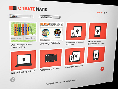 Createmate Layout app arrow createmate design drop down icons job layout page set web website